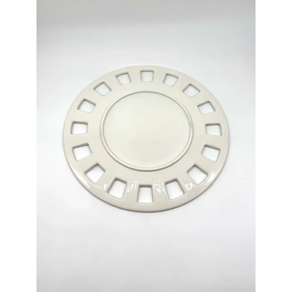 White Ceramic Deviled Egg Platter Serving Tray 12 Slot Appetizer Dish Round